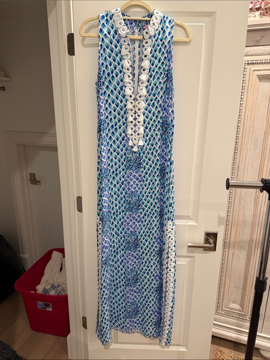 Lilly Pulitzer Dresses & Skirts - Lilly Pulitzer Blue and Aqua Floral-Print Dress